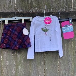 OLD NAVY girls outfit bundle plaid skirt long sleeve tee tights sparkle holiday